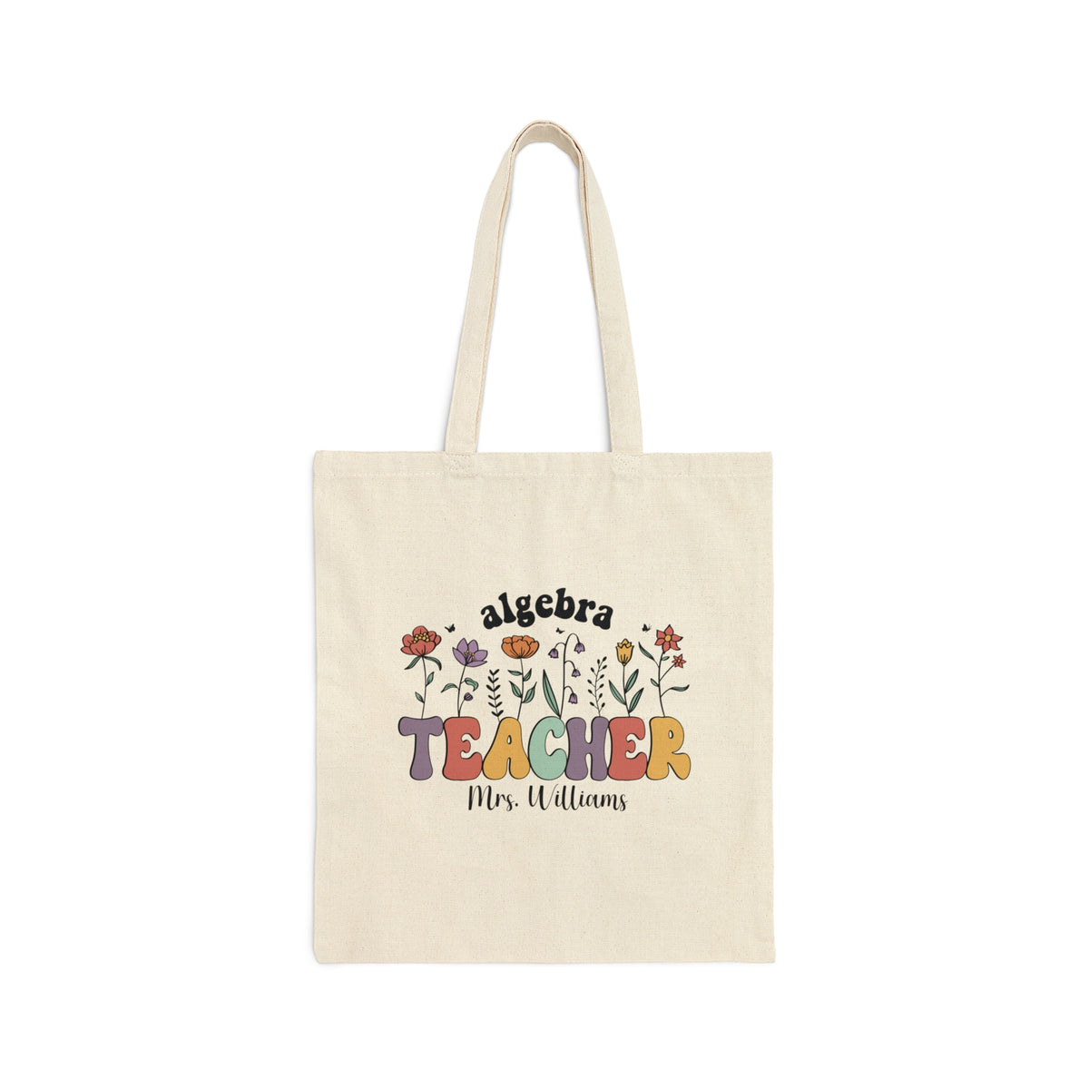 Custom floral Teacher tote bag