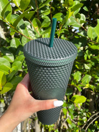 Starbucks 2022 Dark Green Matte Soft Touch Studded Cup Tumbler