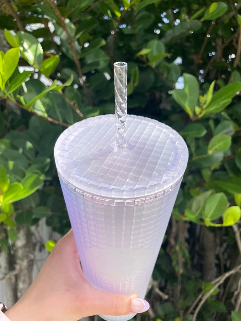 Popular ✨ Starbucks Soft Touch Iridescent Grid + 2 Straw Set✨