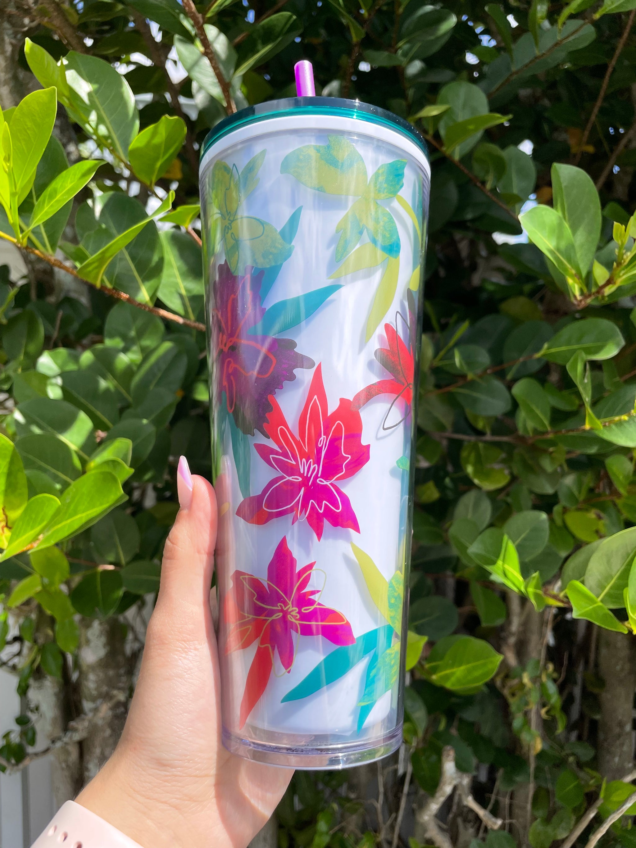 Starbucks Siren Blue Floral Insulated Tumbler NWT Rare Boho authentic Chic Floral