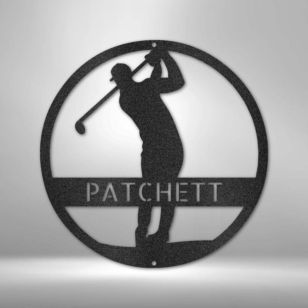 Custom Golfer silhouette Name steel sign